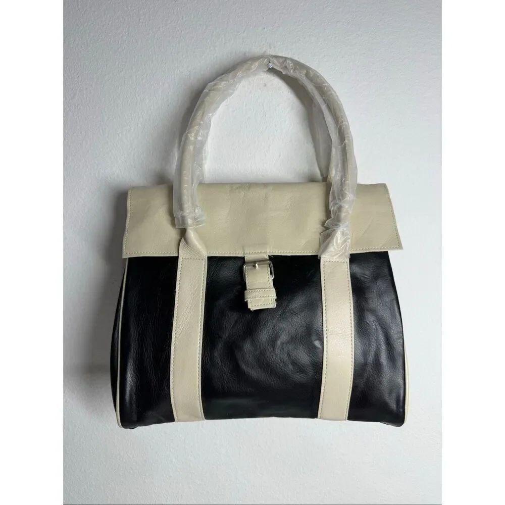 NWOT Rare Vintage YVES ROCHER WOMEN'S BAG BLACK COLOR Vegan Leather